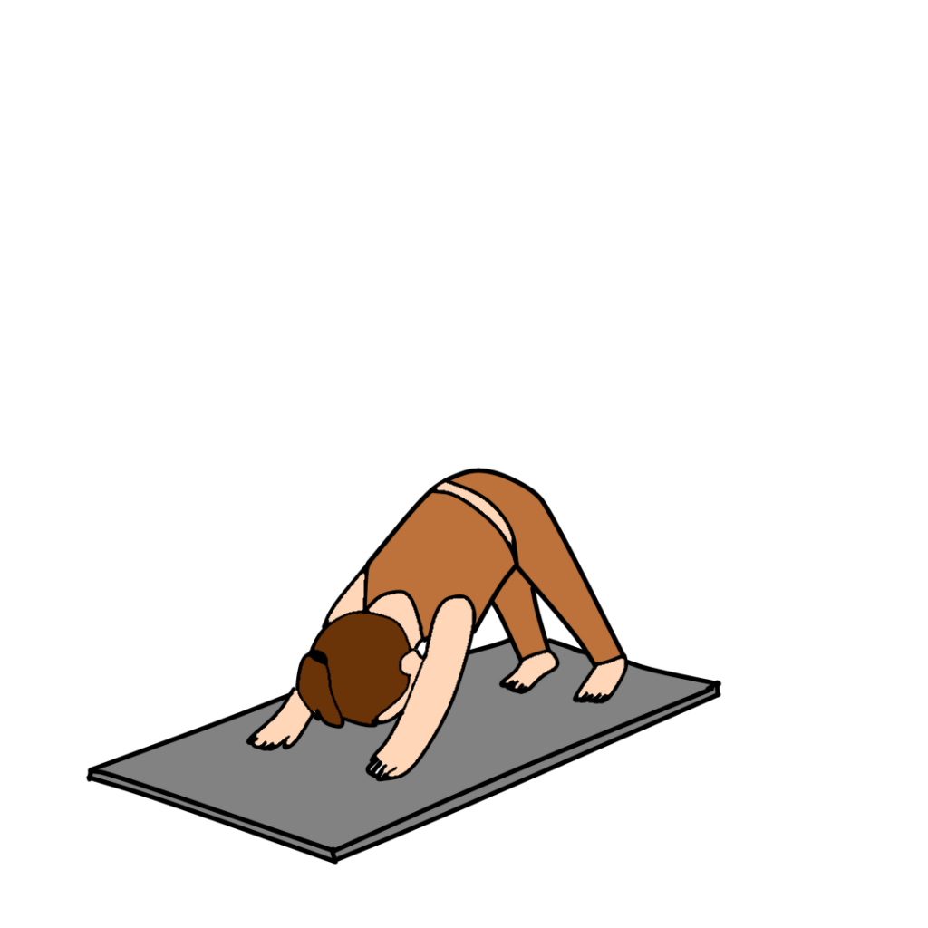ダウンドッグのポーズをとるヨガ講師のイラスト
